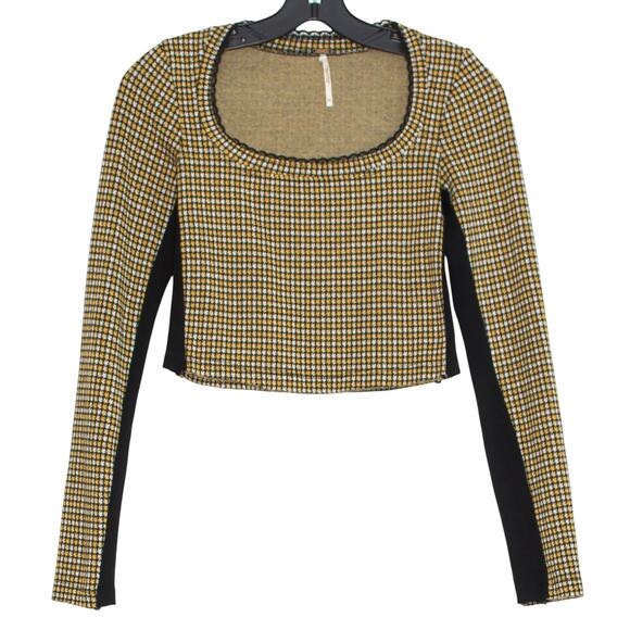Free People Crop Top Boston Y2K Cottage 90s Grunge Academia Preppy Yellow XS - Picture 1 of 6